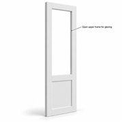 An open upper section with a solid lower panel and retained middle rail