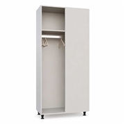Made-to-measure fitted corner wardrobe with right-hand blanking panel, fixed top shelf, hanging rail and adjustable shelf
