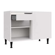 Drawline kitchen corner base unit with open Blum Antaro drawer and right hand blanking panel