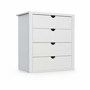 Four-drawer internal wardrobe chest with scalloped handle-free drawer fronts and full width top