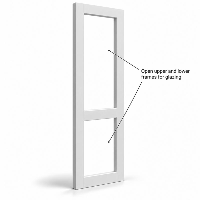 Two openings separated by a retained middle rail. Available from 1700mm door height