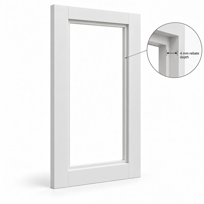 Door rebate for fitting glazing