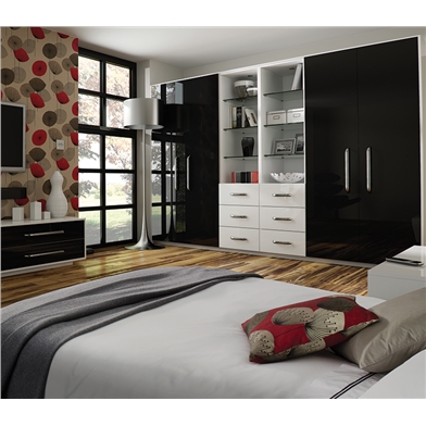 Zurich Ultra Gloss Black & White Wardrobe Doors