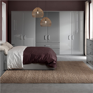 Bella High Gloss Light Grey and Dust Grey Bedroom