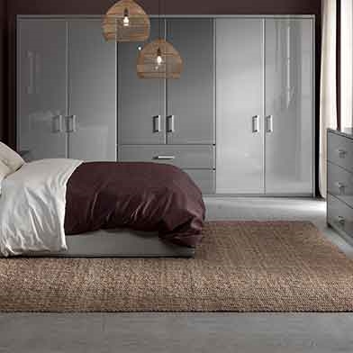 Bella High Gloss Light Grey Bedroom