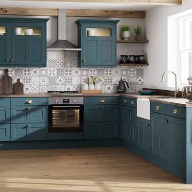 Matt Colonial Blue Fitted Kitchen