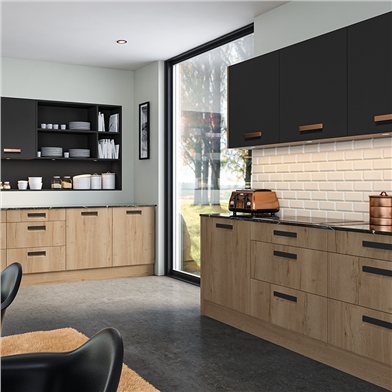 Bella Matt Graphite/Halifax Oak Kitchen