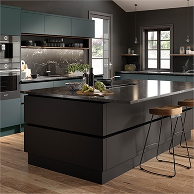 Zurfiz Serica Matt Black Kitchen Doors