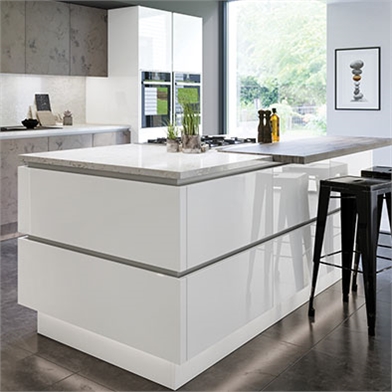 Zurfiz Ultragloss Glacier White Kitchen Cabinets