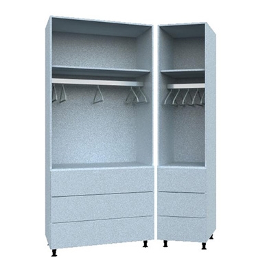 Fitted Wardrobe with Three External Drawers