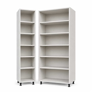 Narrow and wide made-to-measure fitted wardrobes with five internal storage shelves and adjustable legs