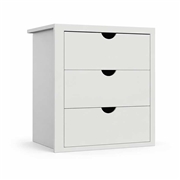 White three-drawer internal wardrobe chest with scalloped handle drawer fronts and full width worktop